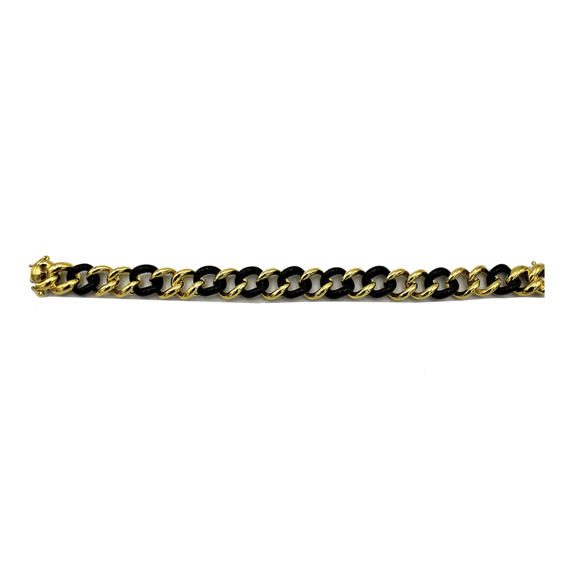 BRACCIALE ORO 18 CARATI E AGATA NERA