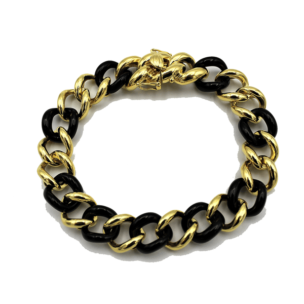 BRACCIALE ORO 18 CARATI E AGATA NERA