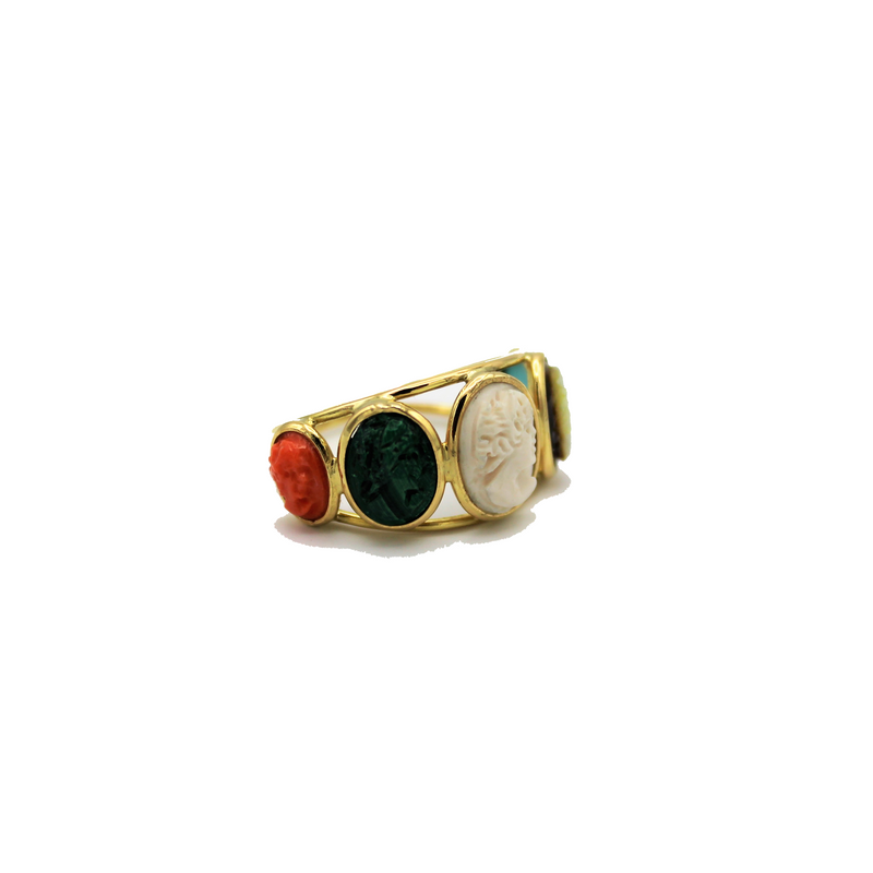 ANELLO ORO 18 CARATI E 5 CAMMEI